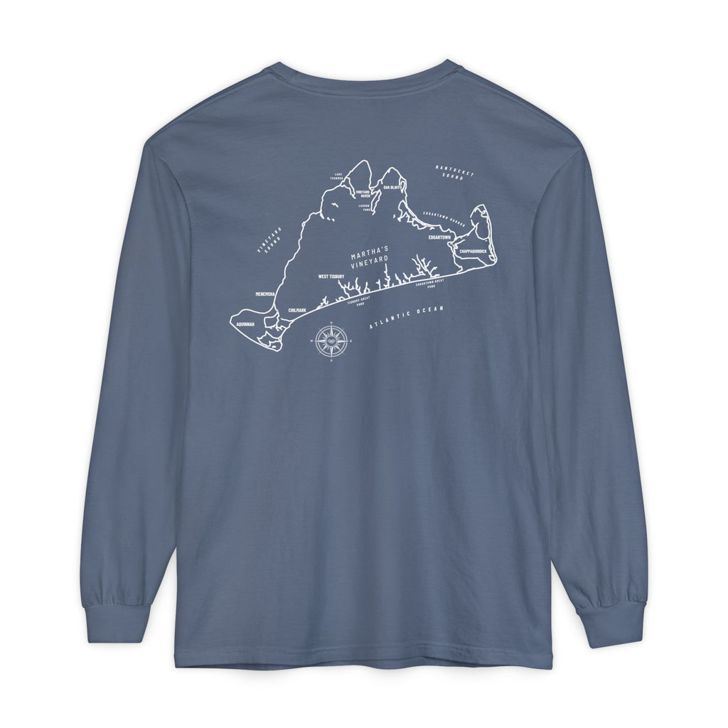 Martha's Vineyard, MA Map Long Sleeve Tee