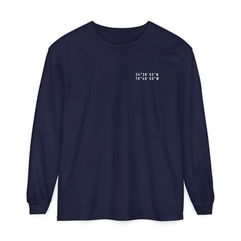 Crystal Coast, NC Map Long Sleeve Tee