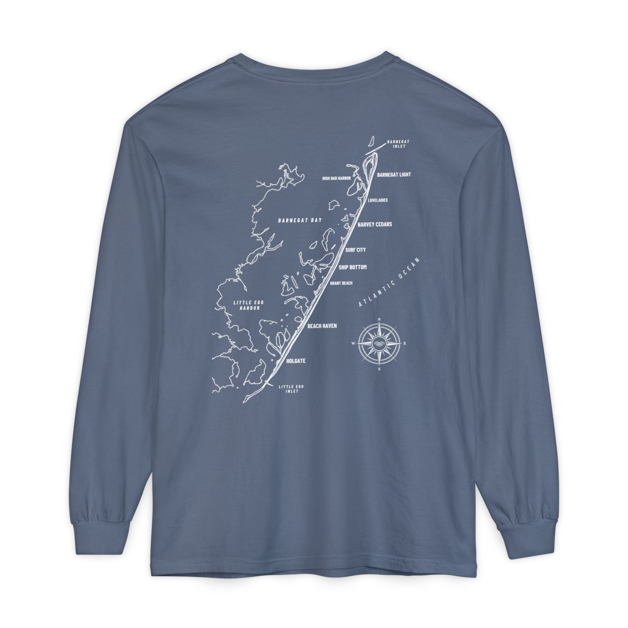Long Beach Island, NJ Map Long Sleeve Tee