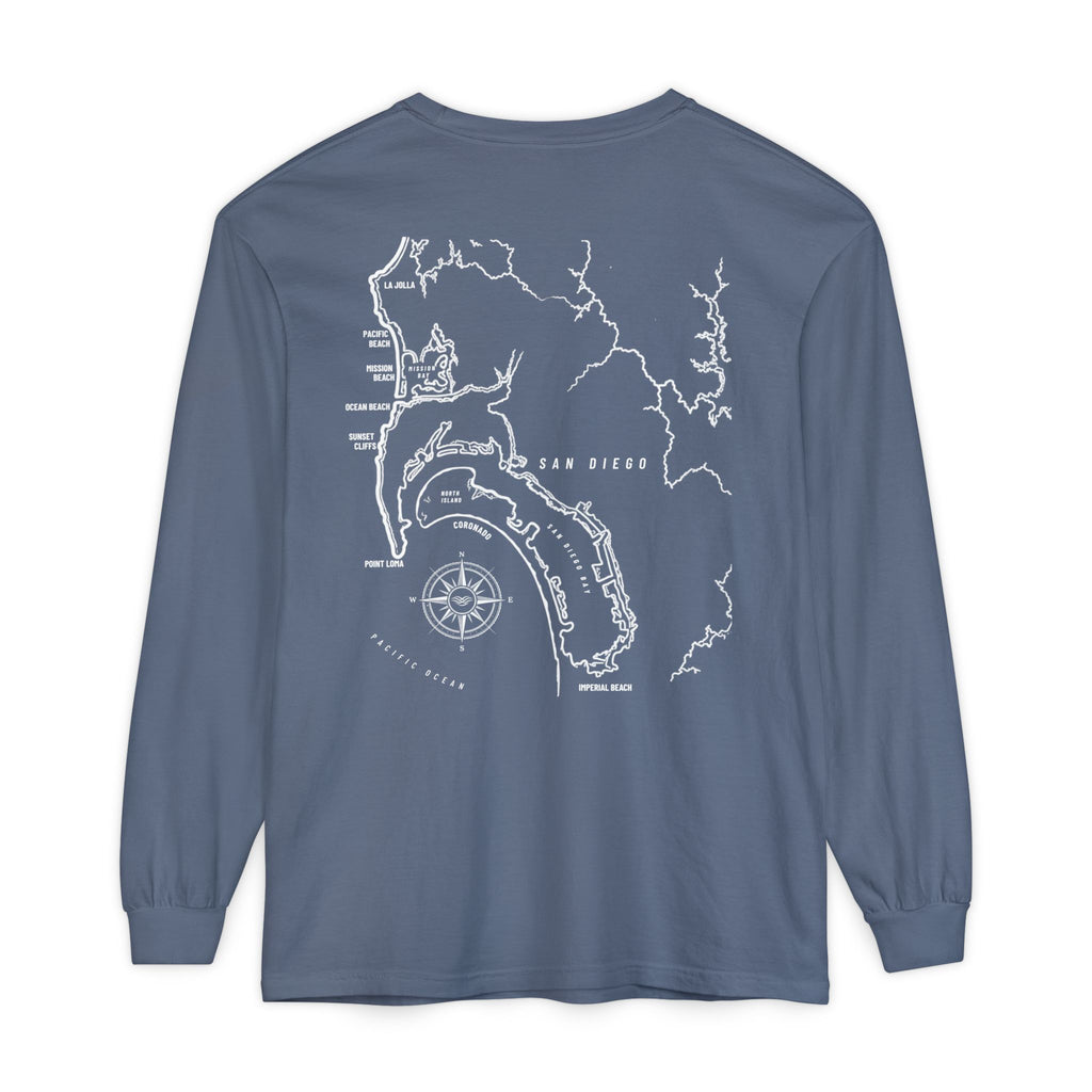 San Diego, CA Map Long Sleeve Tee