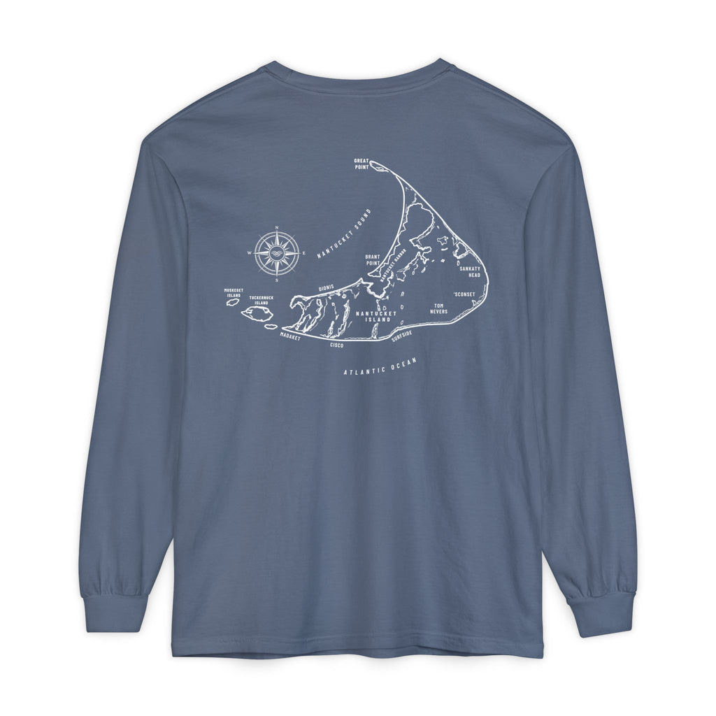 Nantucket, MA Map Long Sleeve Tee