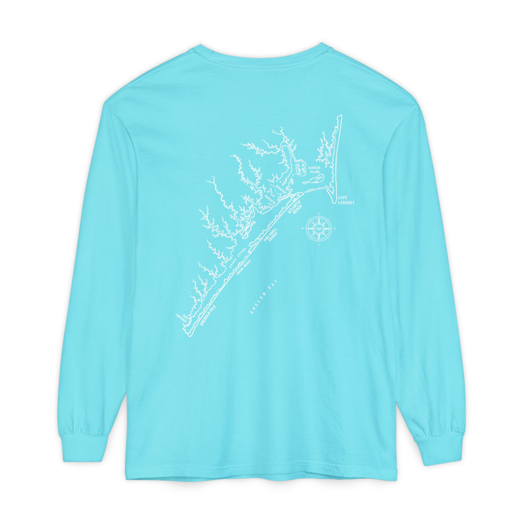 Crystal Coast, NC Map Long Sleeve Tee