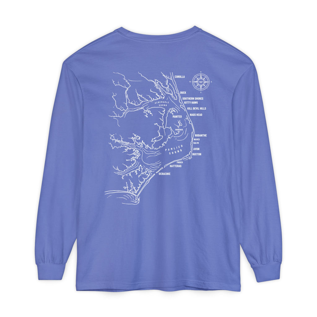 Outer Banks, NC Map Long-Sleeve Tee