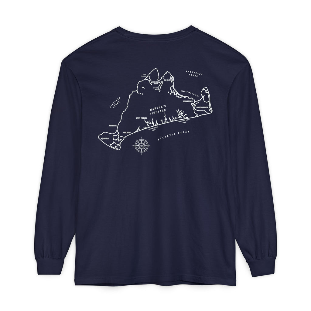 Martha's Vineyard, MA Map Long Sleeve Tee