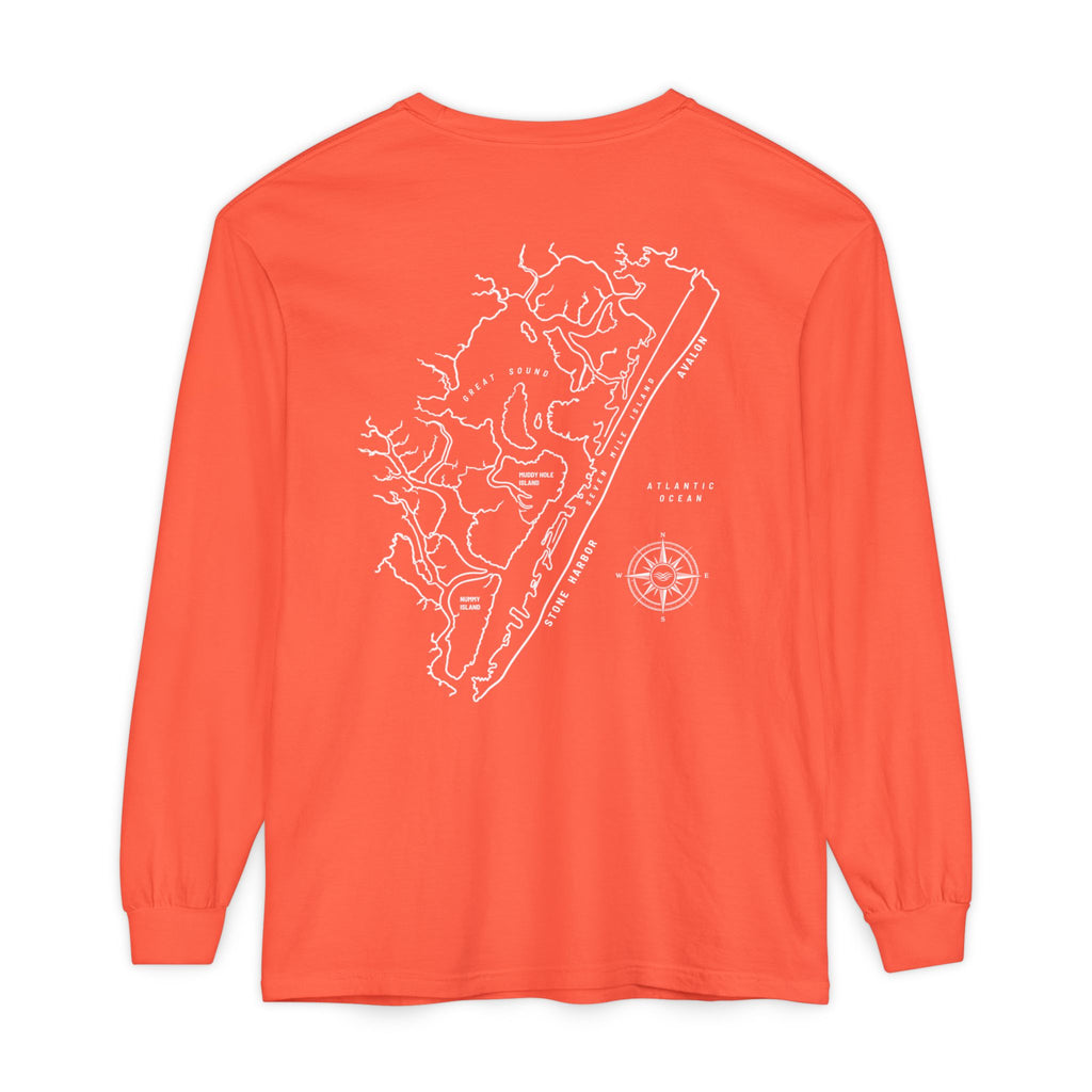 Stone Harbor | Avalon Map Long Sleeve Tee (Seven Mile Island)
