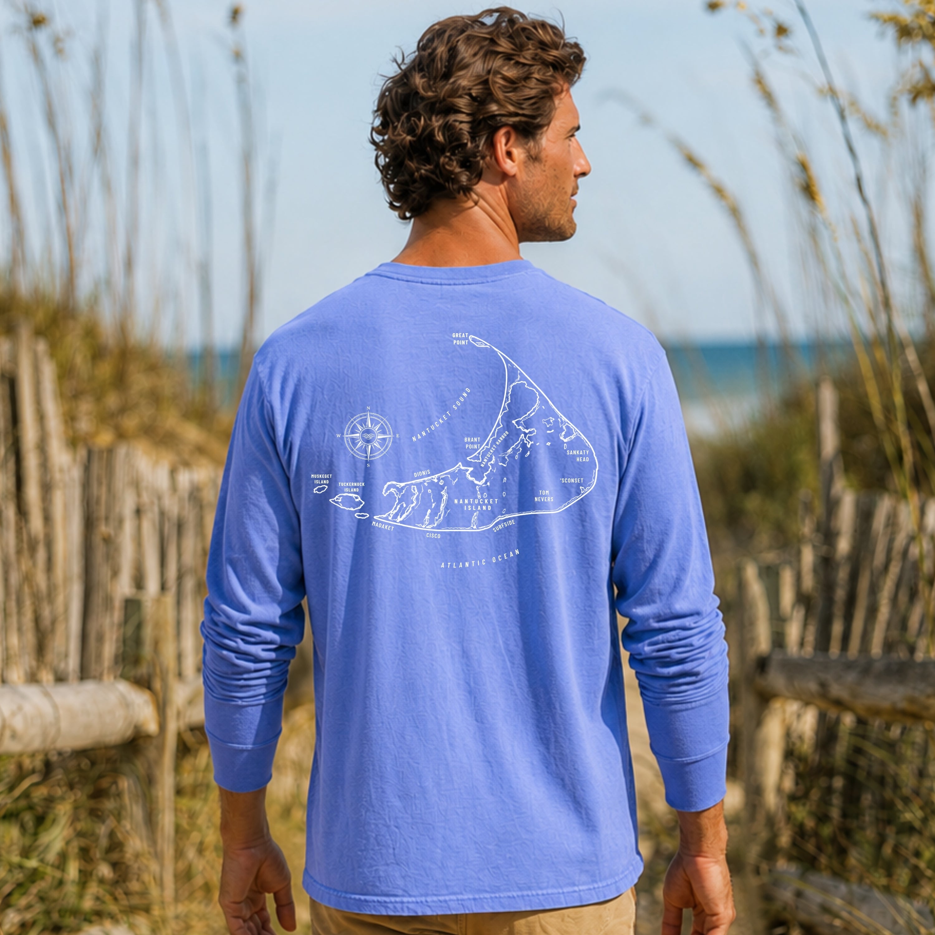 Nantucket, MA Map Long Sleeve Tee