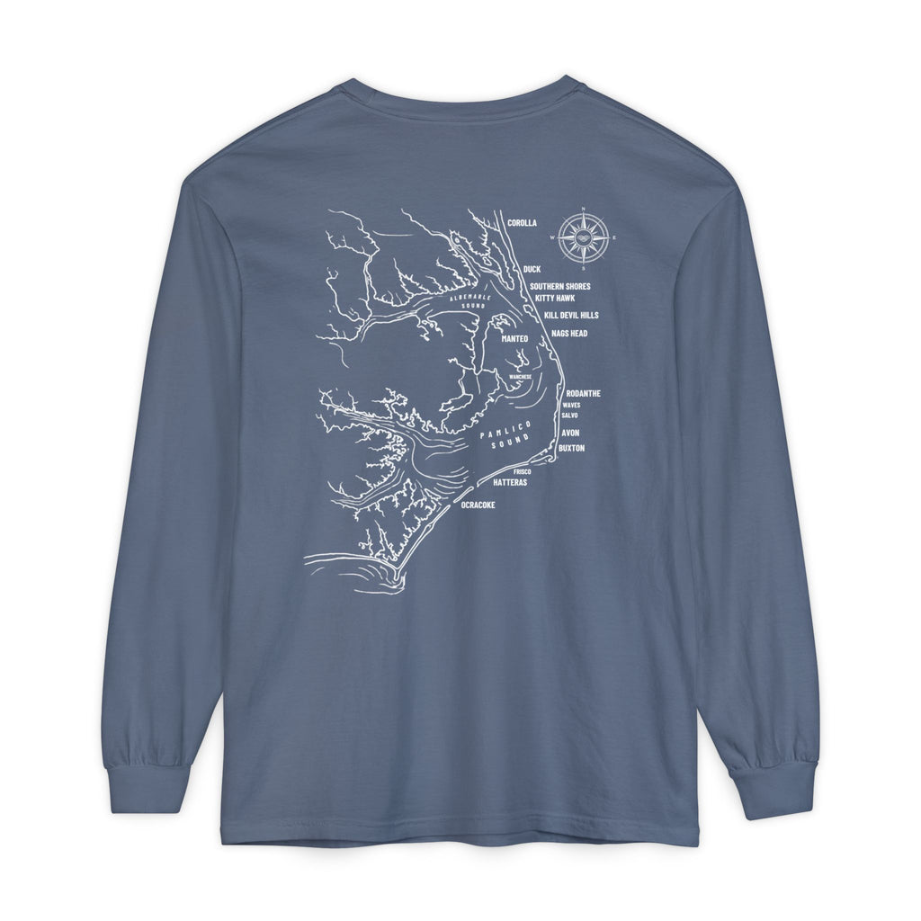 Outer Banks, NC Map Long-Sleeve Tee