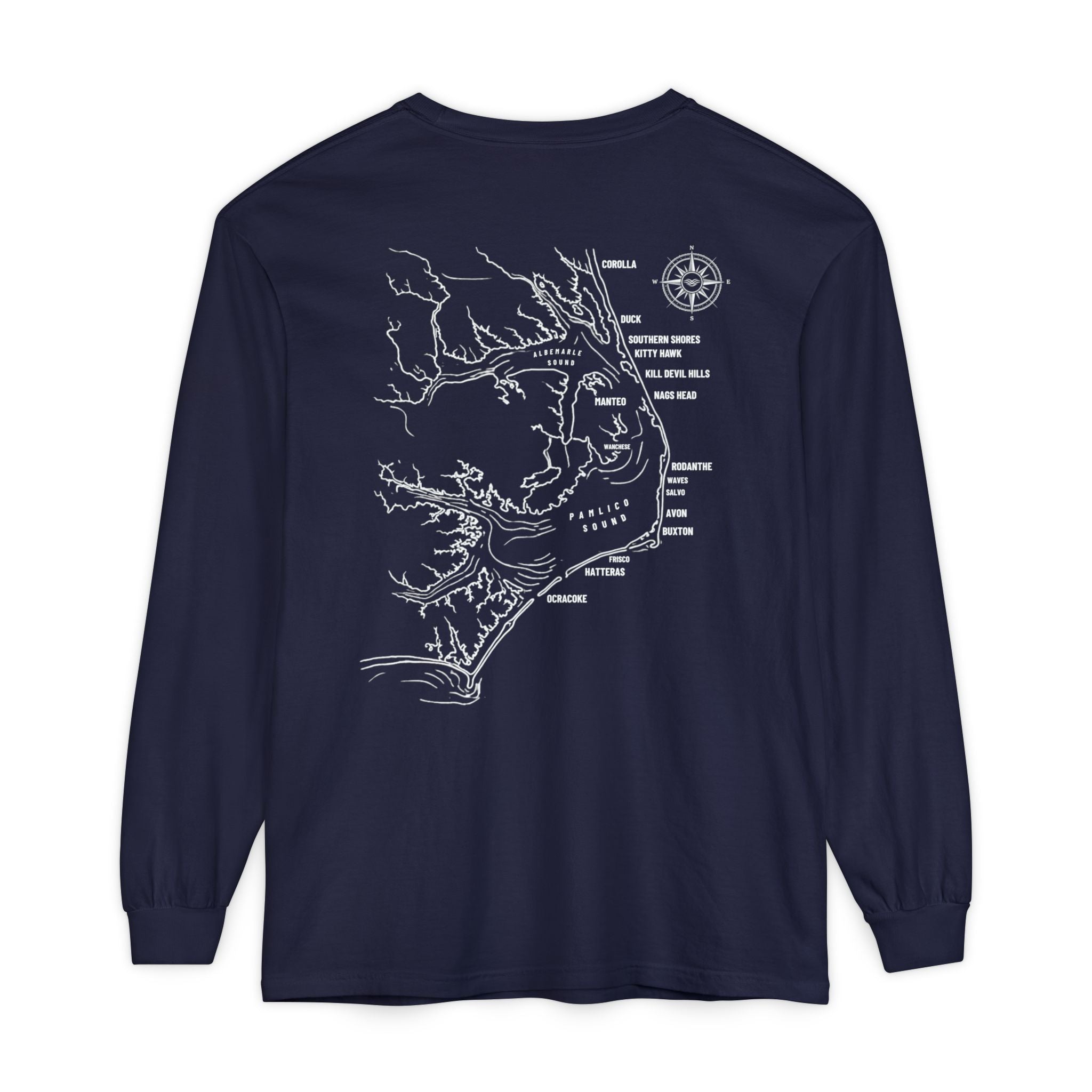 Outer Banks, NC Map Long-Sleeve Tee