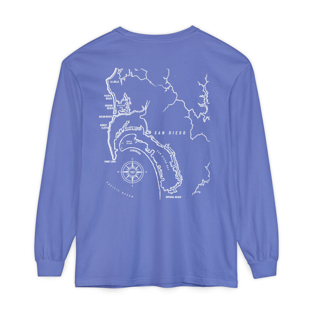 San Diego, CA Map Long Sleeve Tee