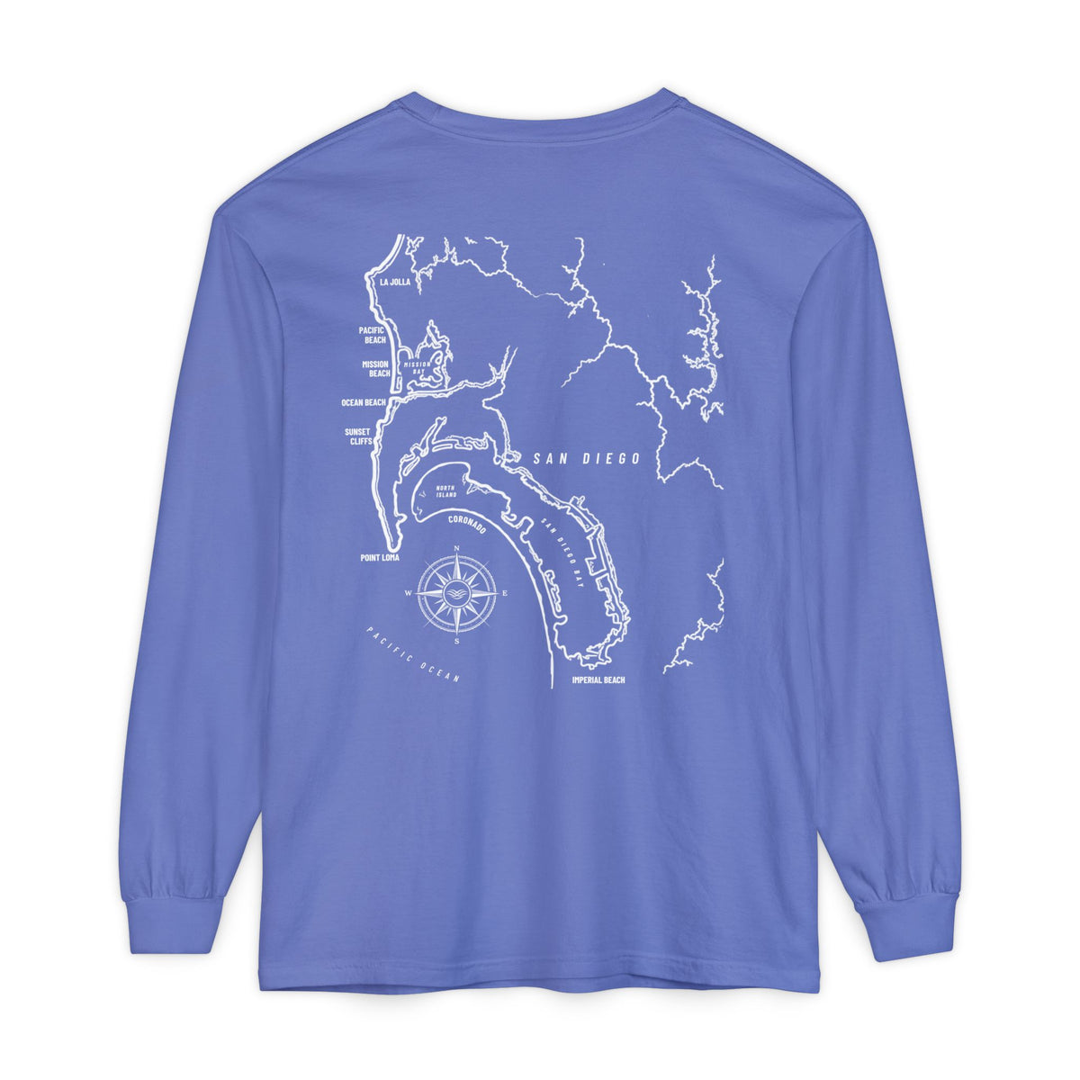 San Diego, CA Map Long Sleeve Tee