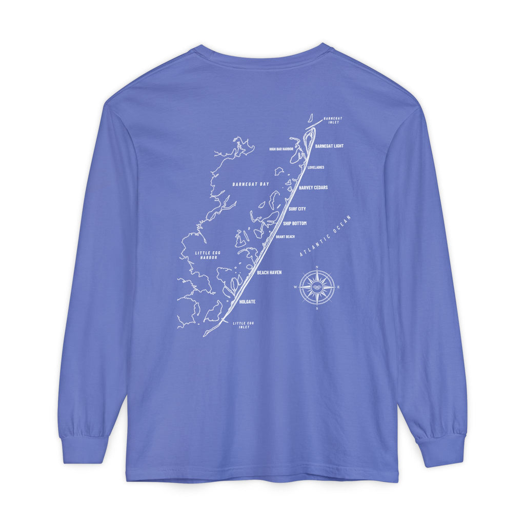 Long Beach Island, NJ Map Long Sleeve Tee