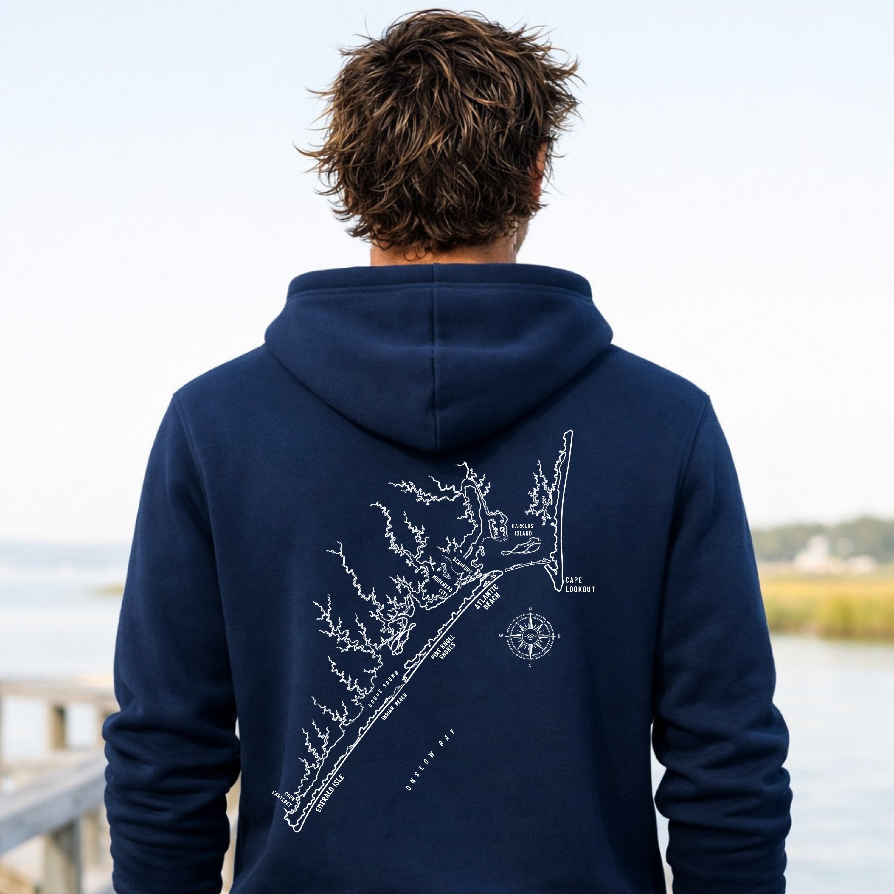 Crystal Coast, NC Map Hoodie