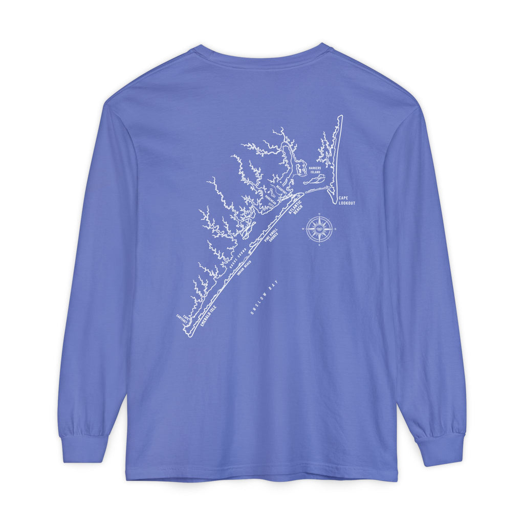 Crystal Coast, NC Map Long Sleeve Tee