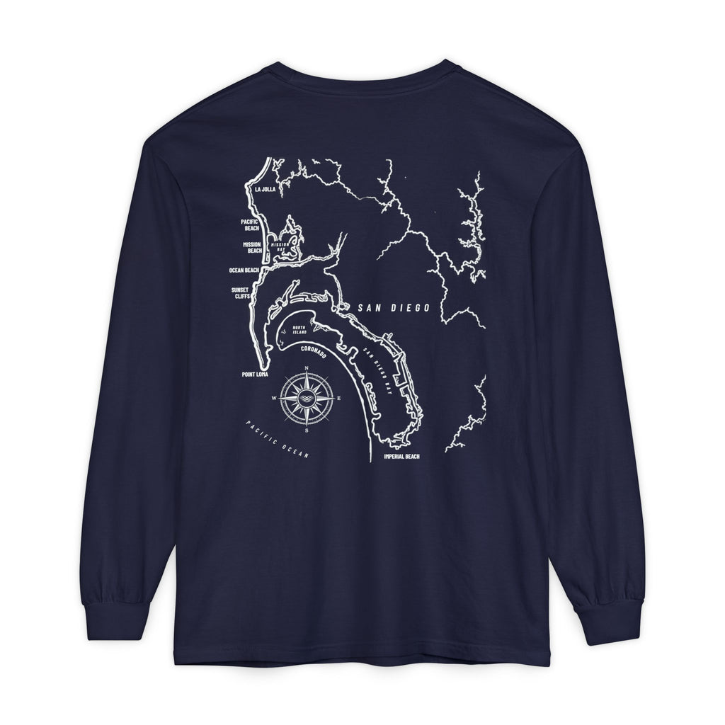 San Diego, CA Map Long Sleeve Tee