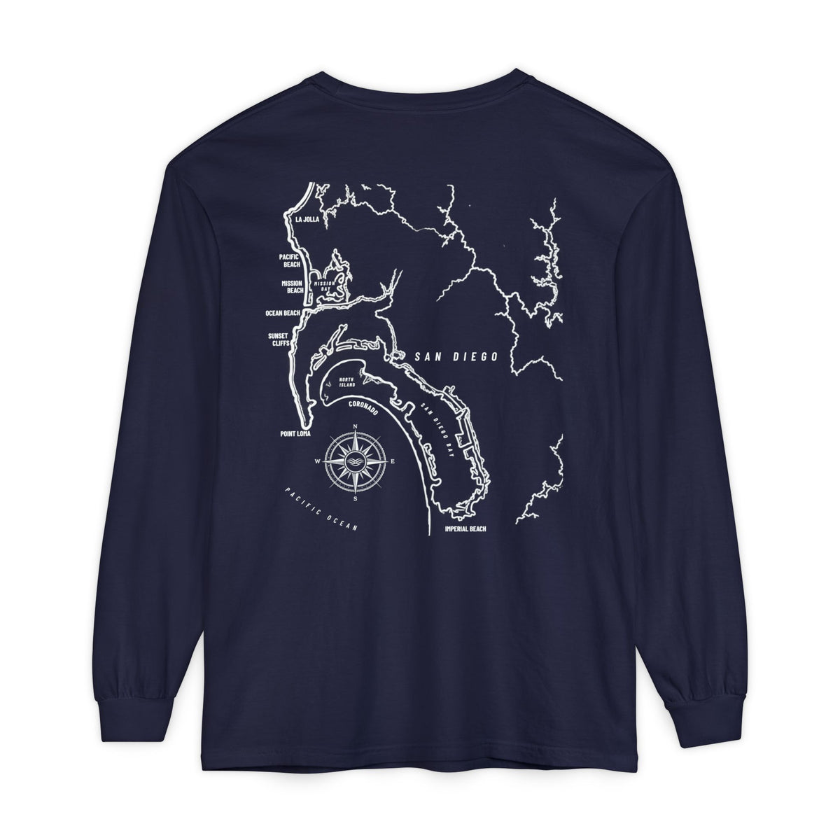 San Diego, CA Map Long Sleeve Tee