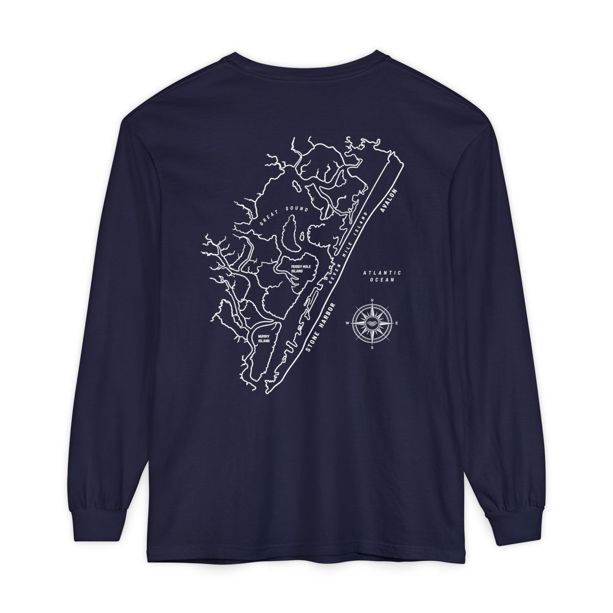 Stone Harbor | Avalon Map Long Sleeve Tee (Seven Mile Island)