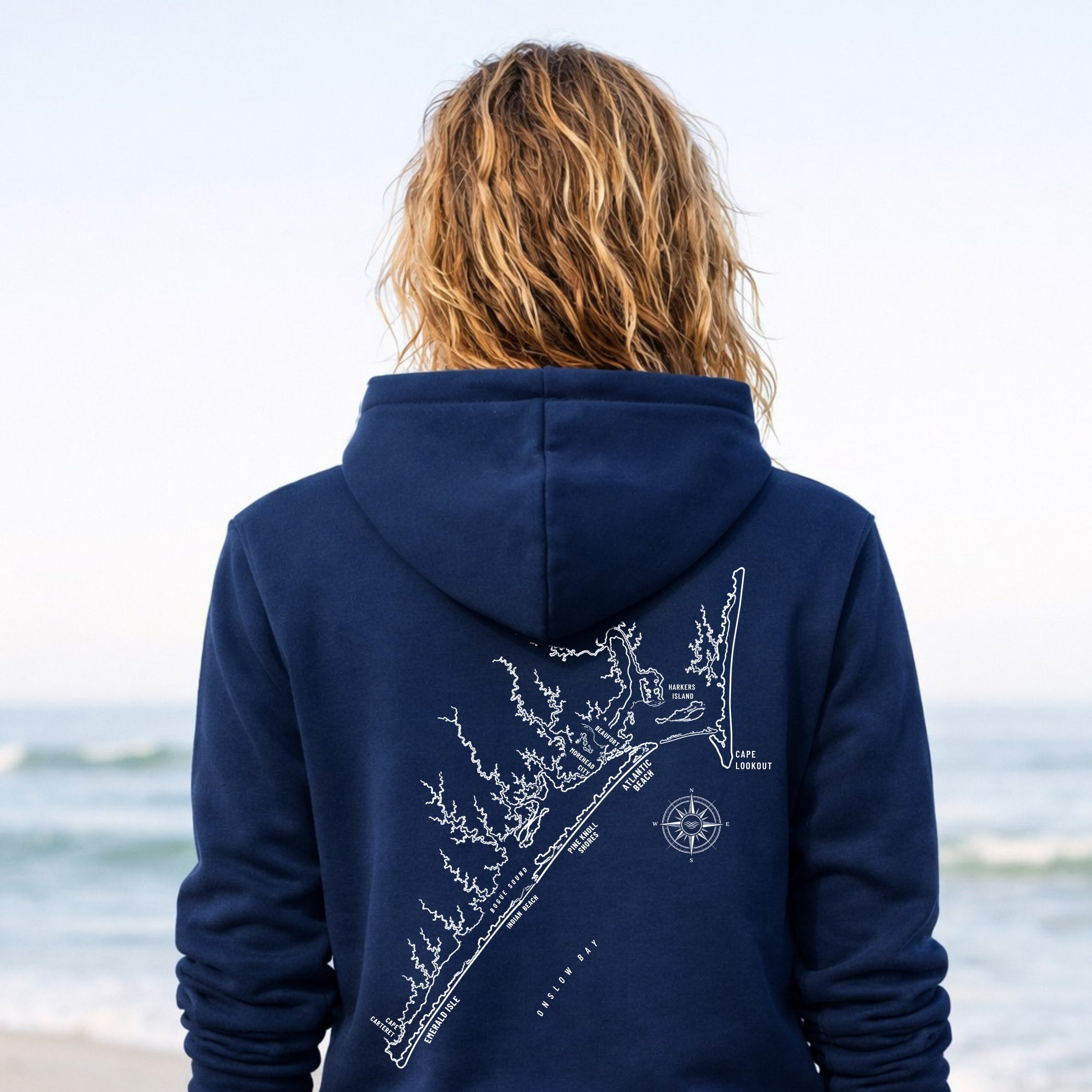 Crystal Coast, NC Map Hoodie