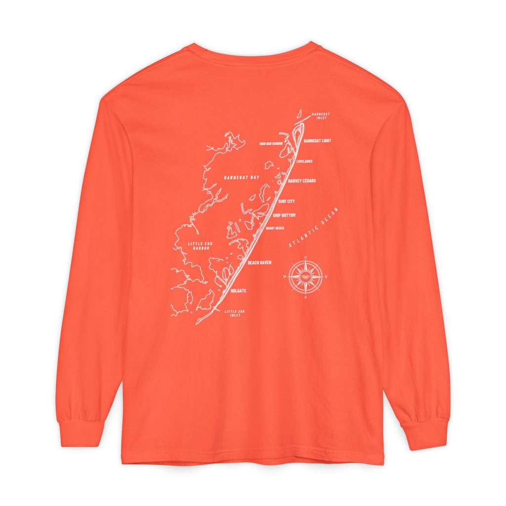 Long Beach Island, NJ Map Long Sleeve Tee