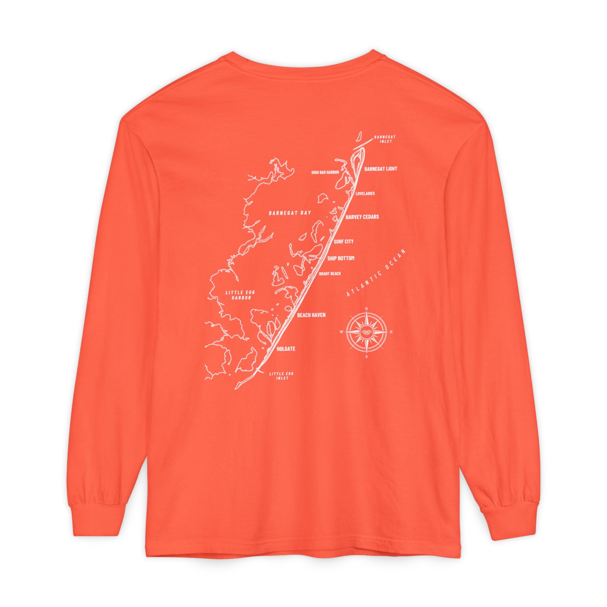 Long Beach Island, NJ Map Long Sleeve Tee