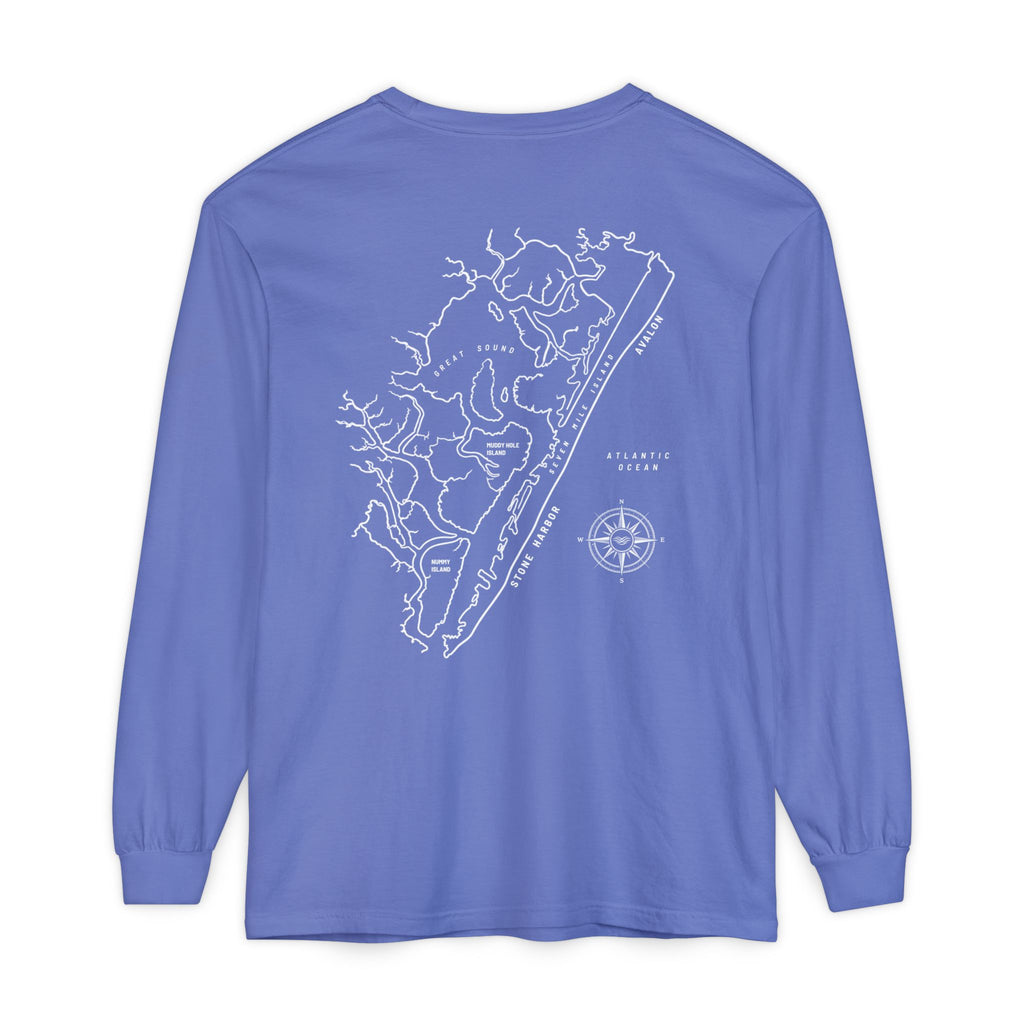 Stone Harbor | Avalon Map Long Sleeve Tee (Seven Mile Island)