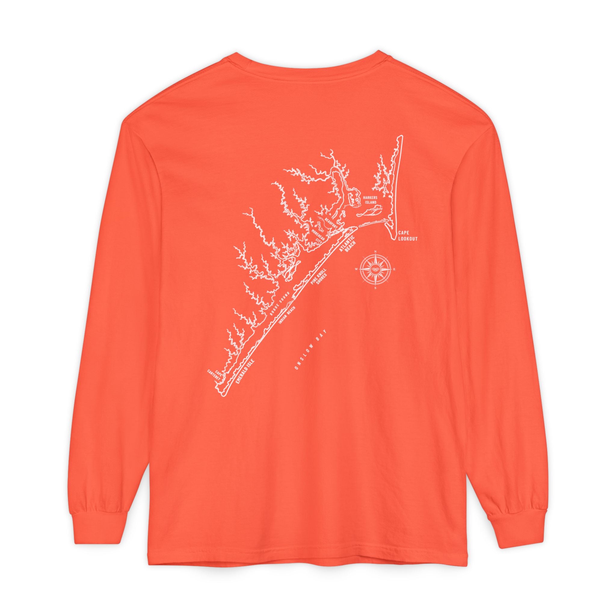 Crystal Coast, NC Map Long Sleeve Tee