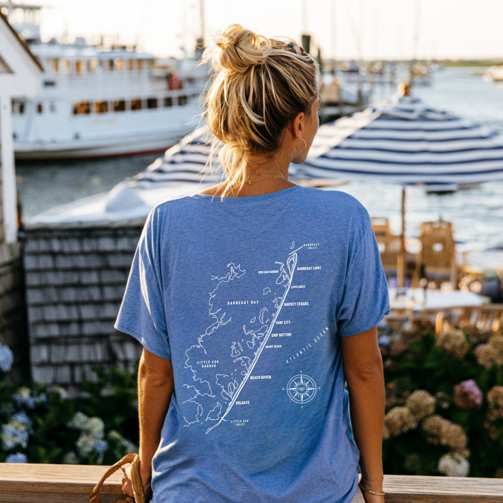 Long Beach Island, NJ Map Tee — Custom Coordinates