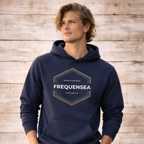 minimalist hexagon coastal design hoodie