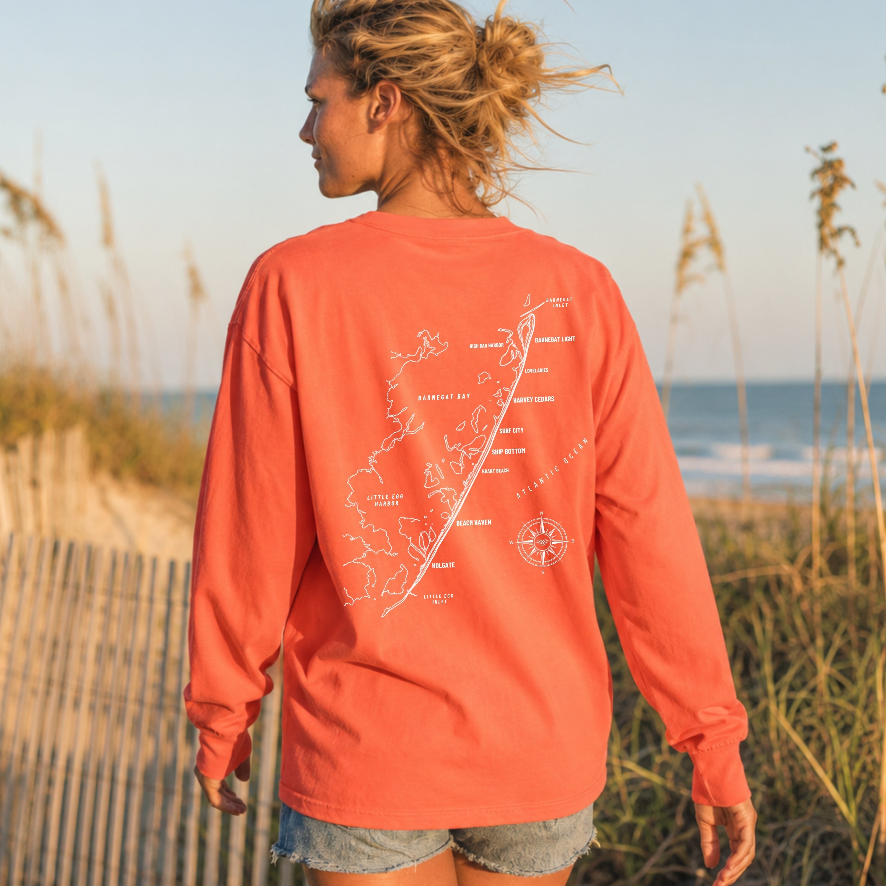 Long Beach Island, NJ Map Long Sleeve Tee