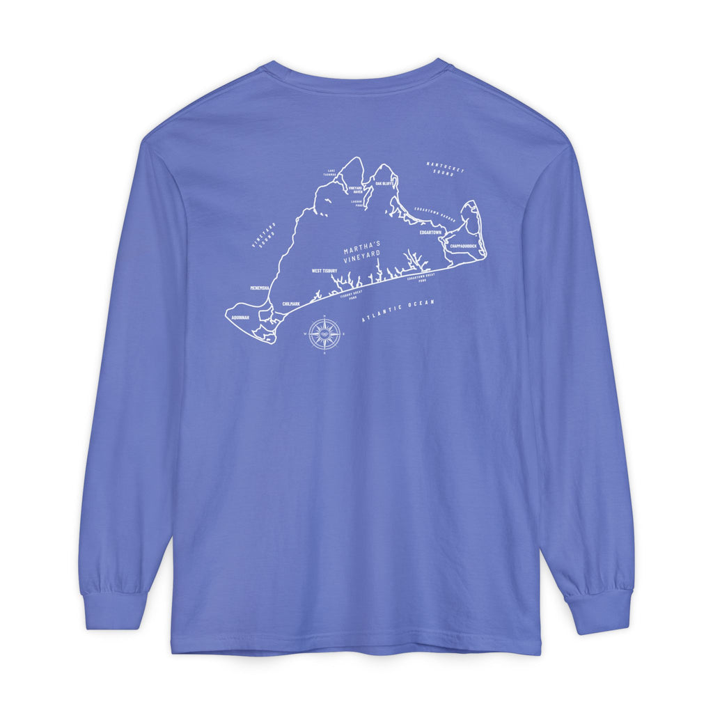Martha's Vineyard, MA Map Long Sleeve Tee