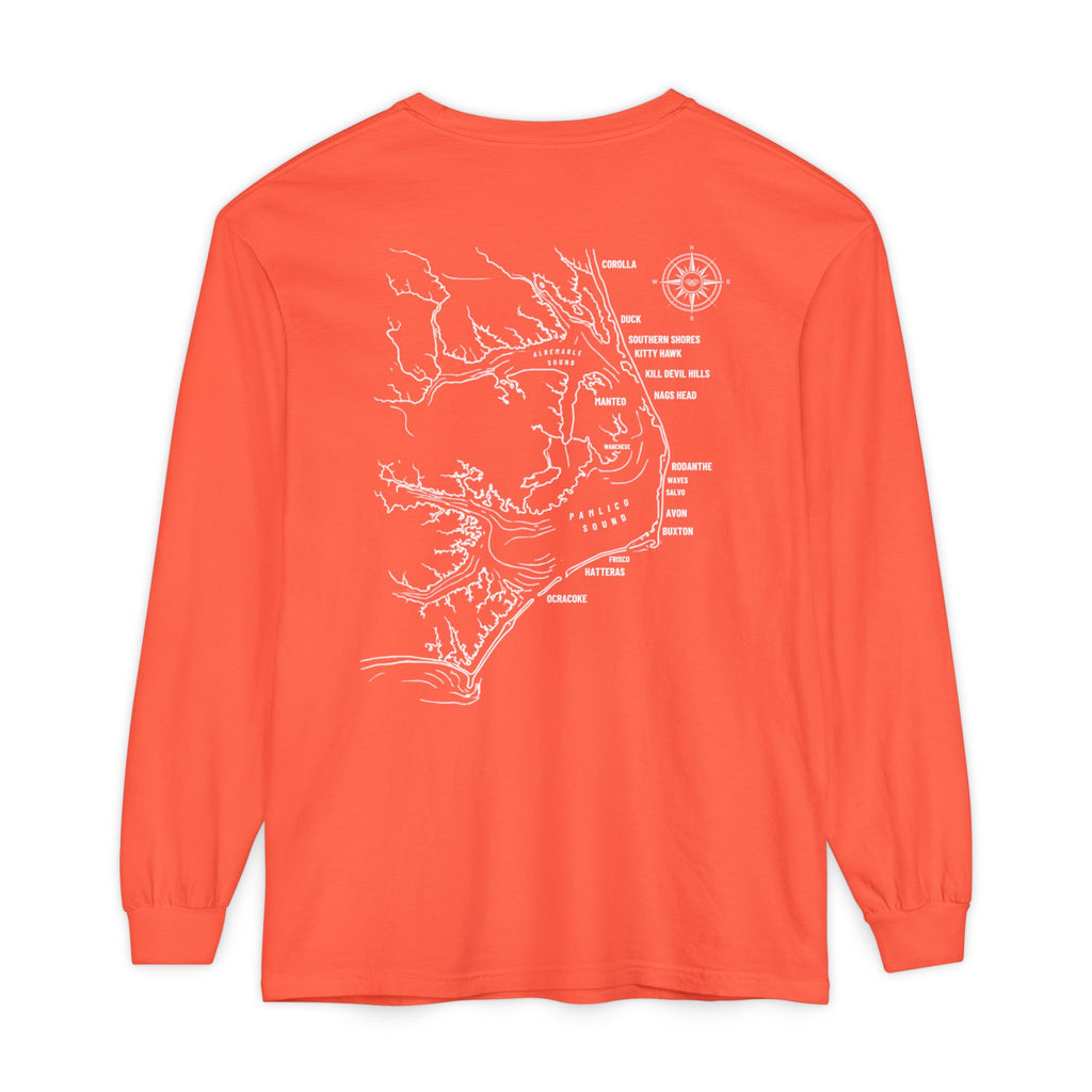 Outer Banks, NC Map Long-Sleeve Tee
