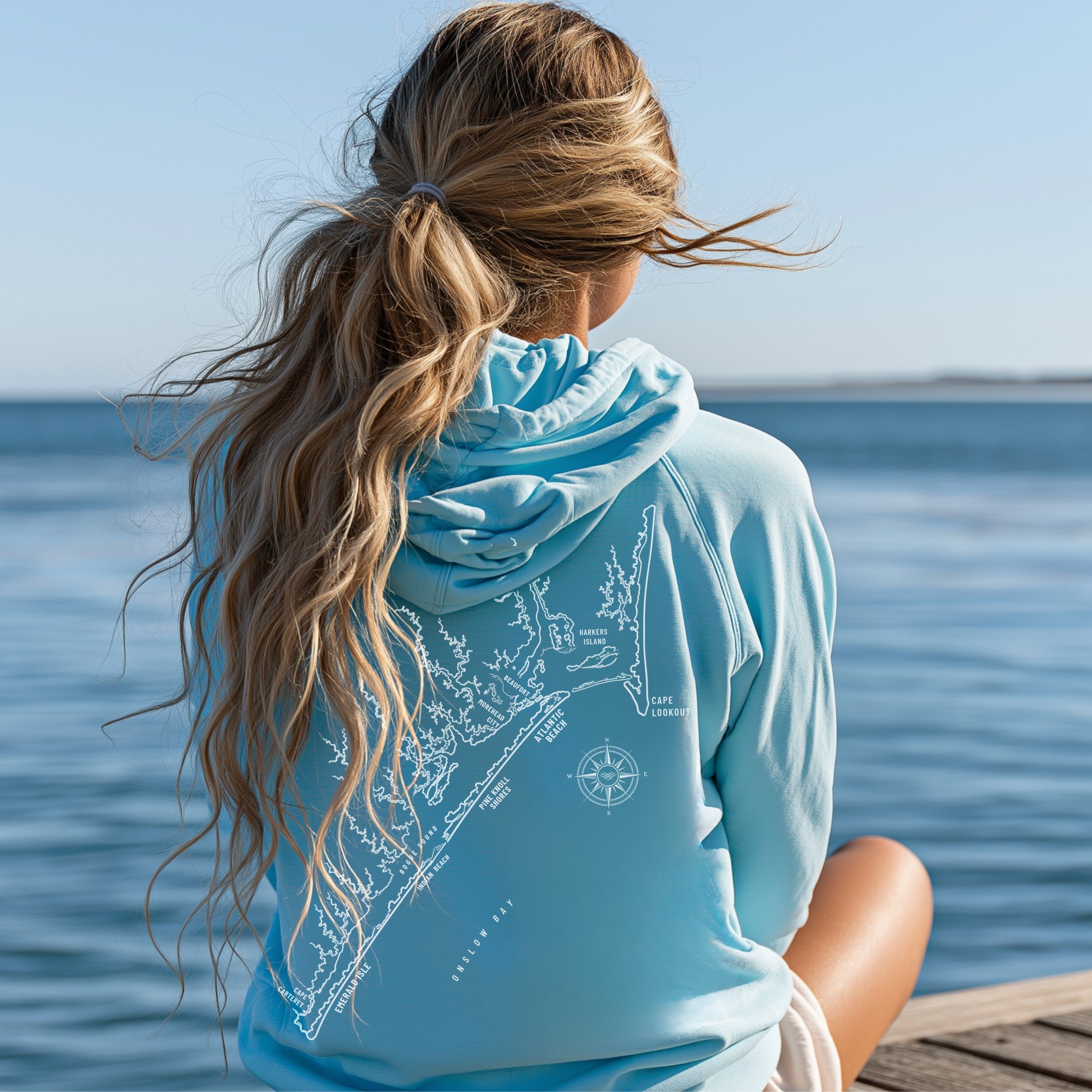 Crystal Coast, NC Map Hoodie