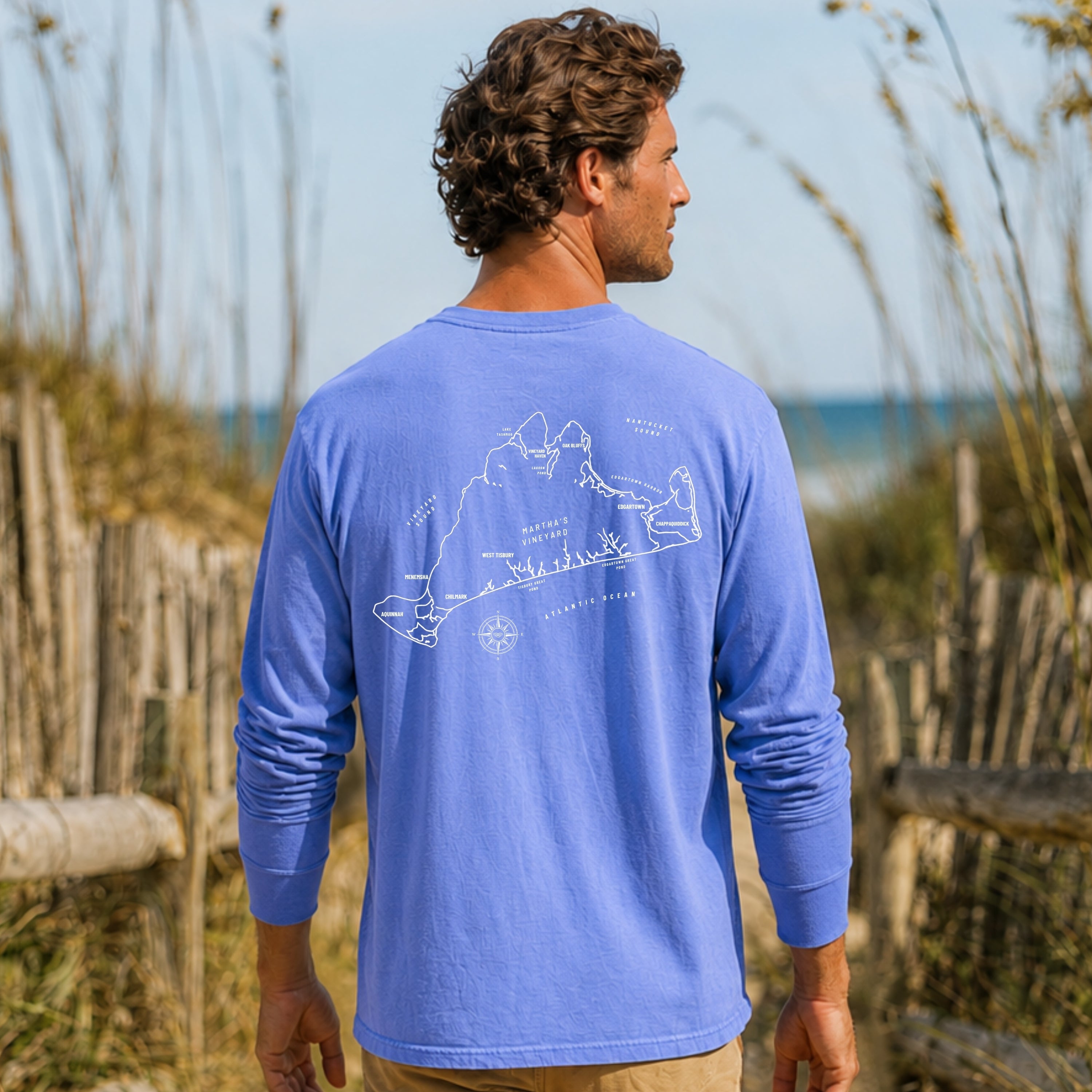 Martha's Vineyard, MA Map Long Sleeve Tee