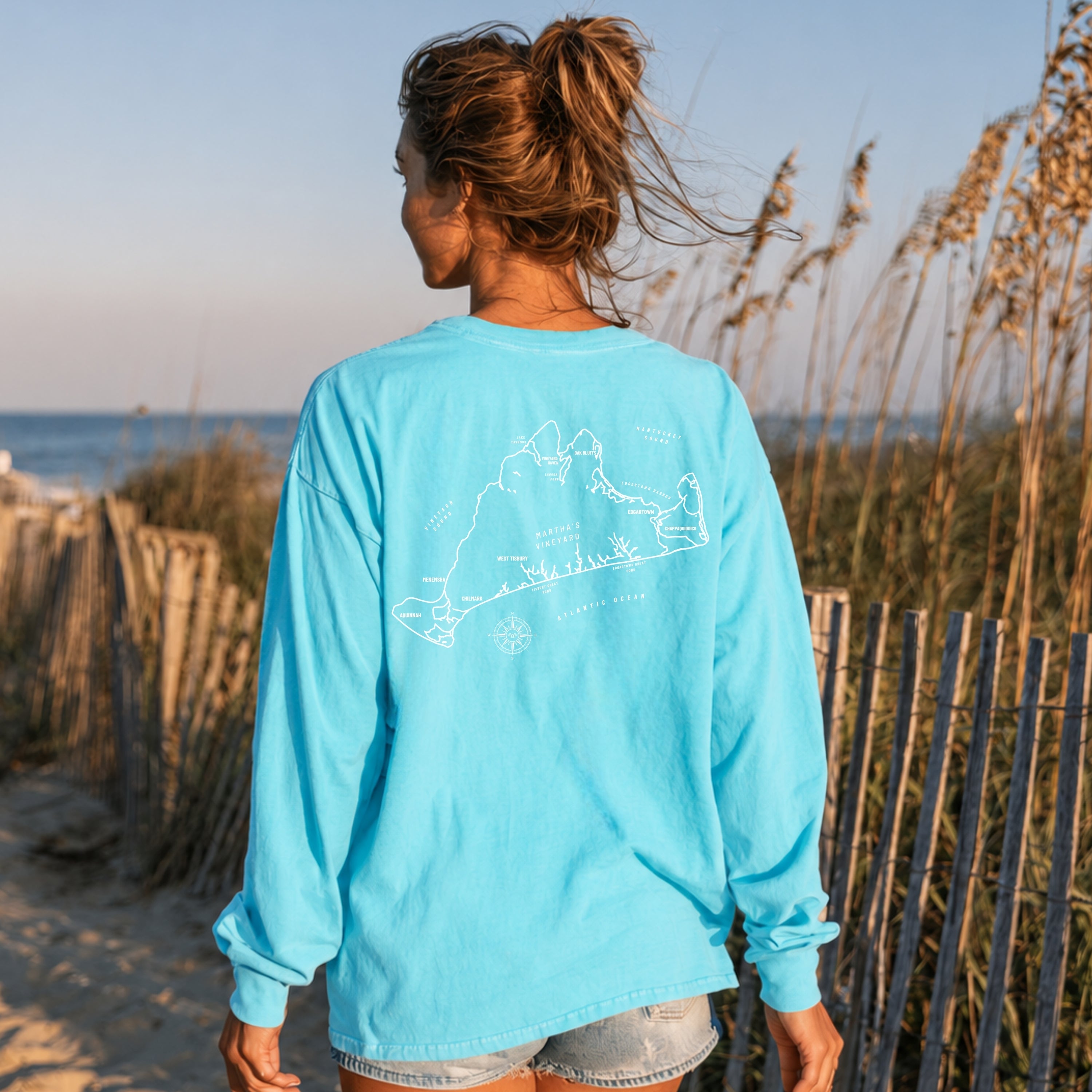 Martha's Vineyard, MA Map Long Sleeve Tee
