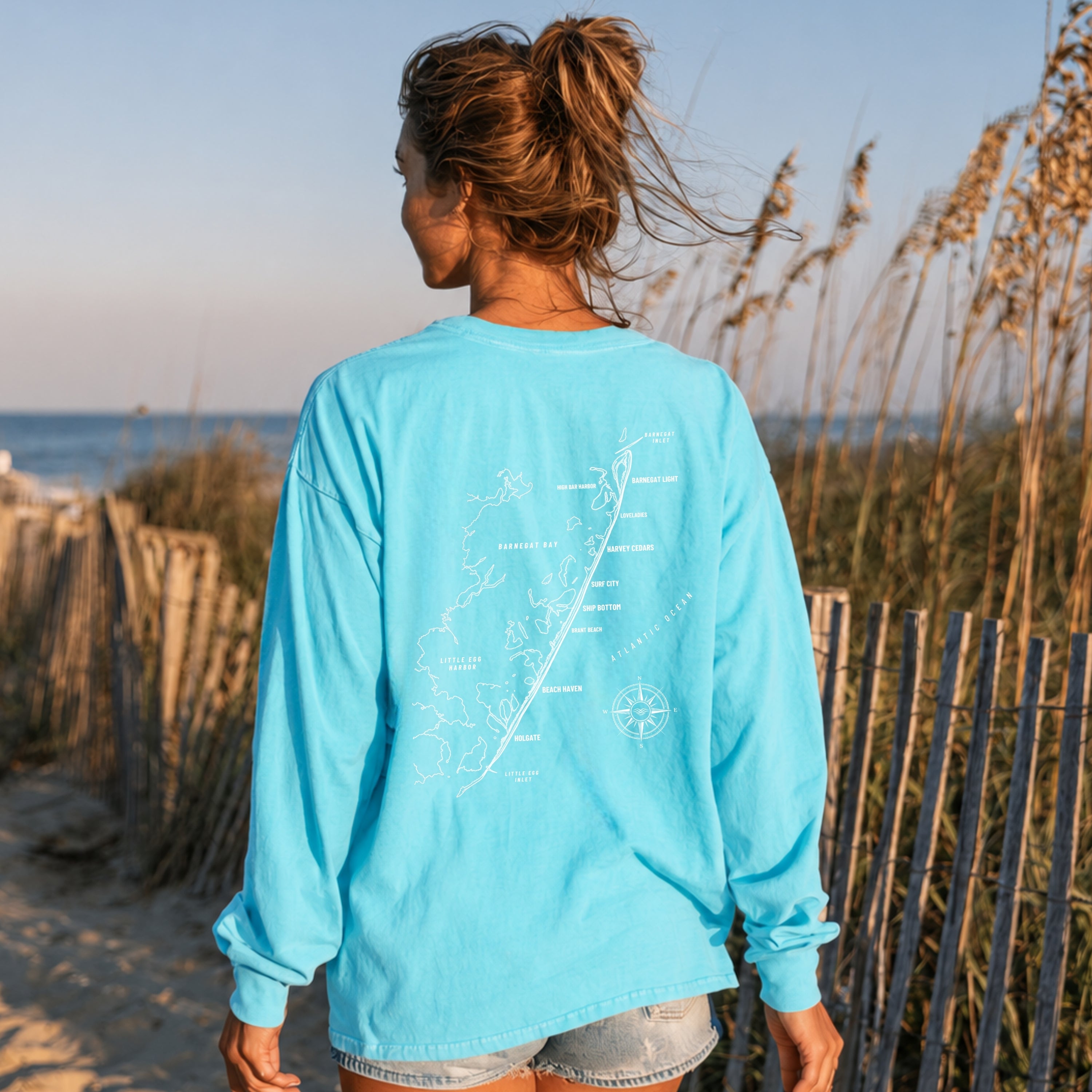 Long Beach Island, NJ Map Long Sleeve Tee