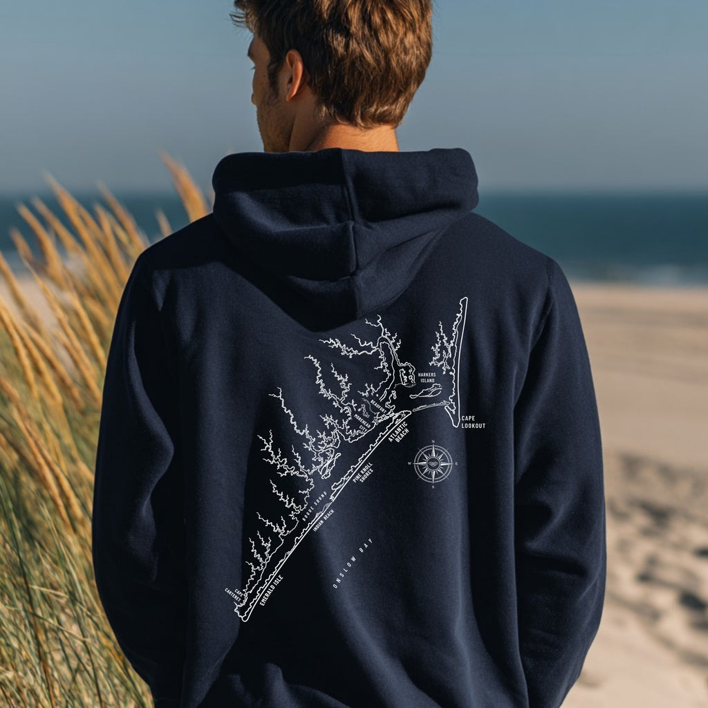 Crystal Coast, NC Map Hoodie