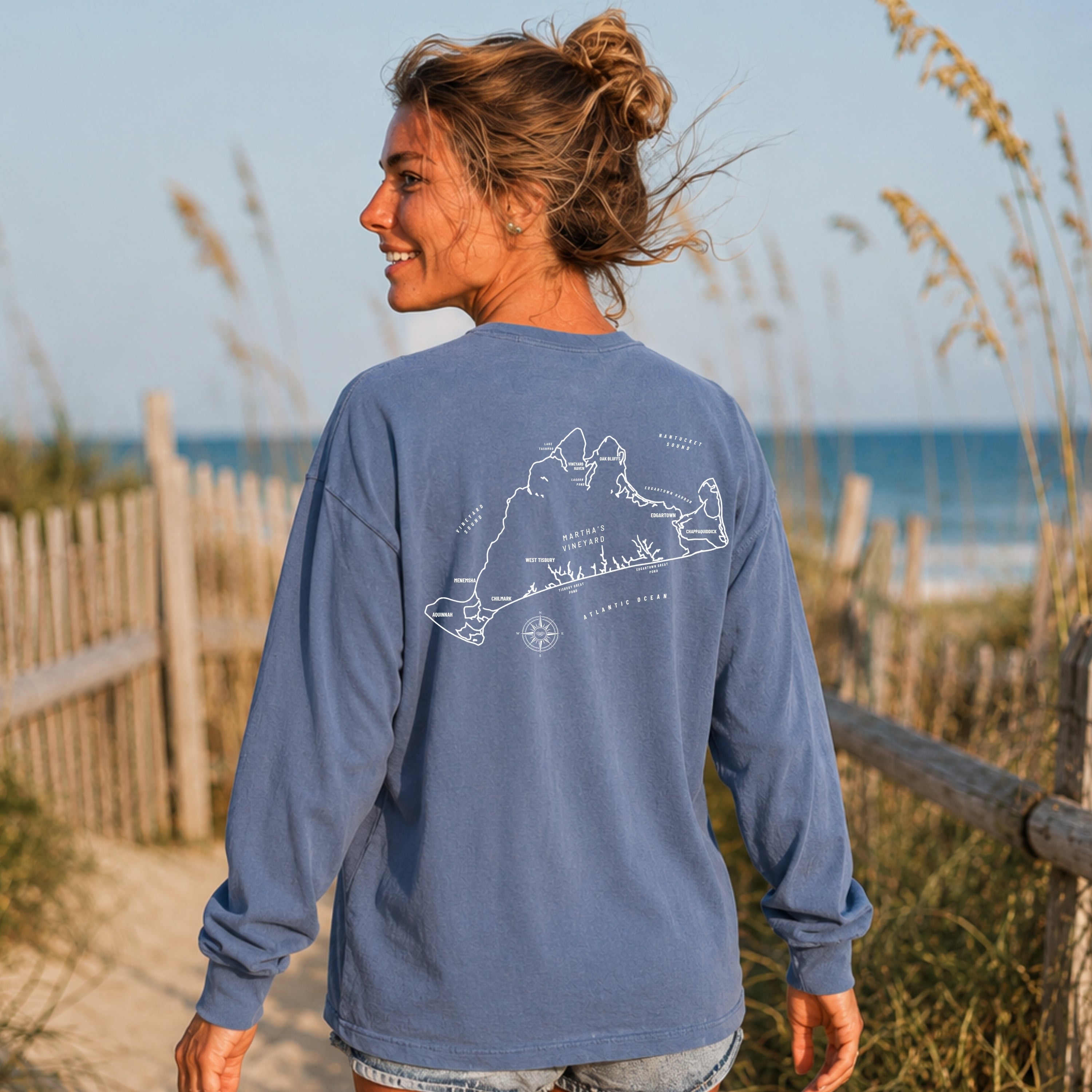Martha's Vineyard, MA Map Long Sleeve Tee
