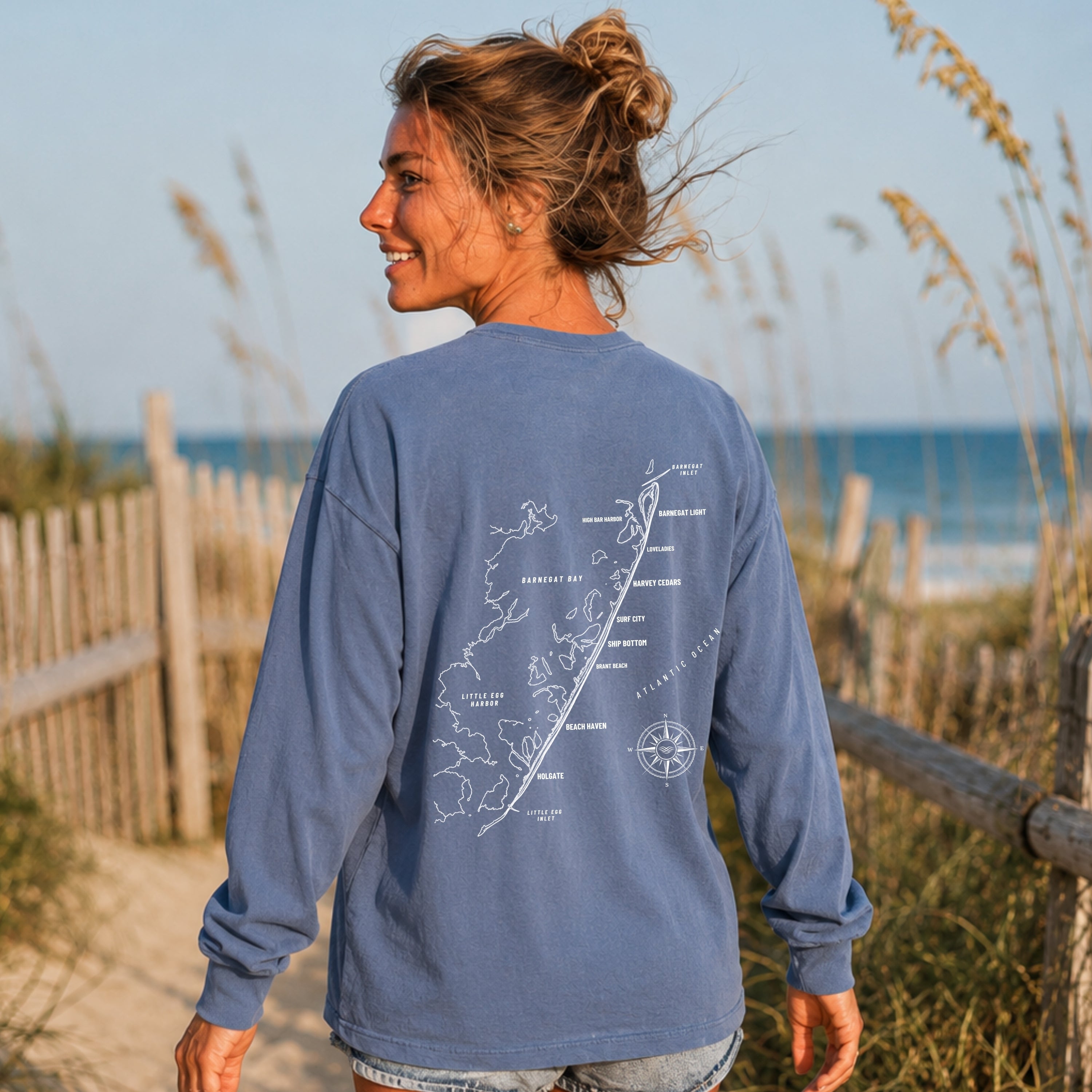 Long Beach Island, NJ Map Long Sleeve Tee
