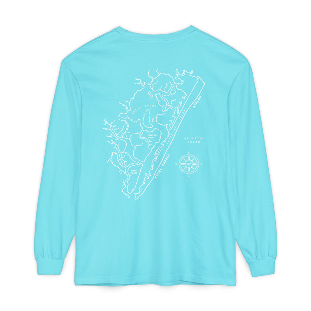 Stone Harbor | Avalon Map Long Sleeve Tee (Seven Mile Island)