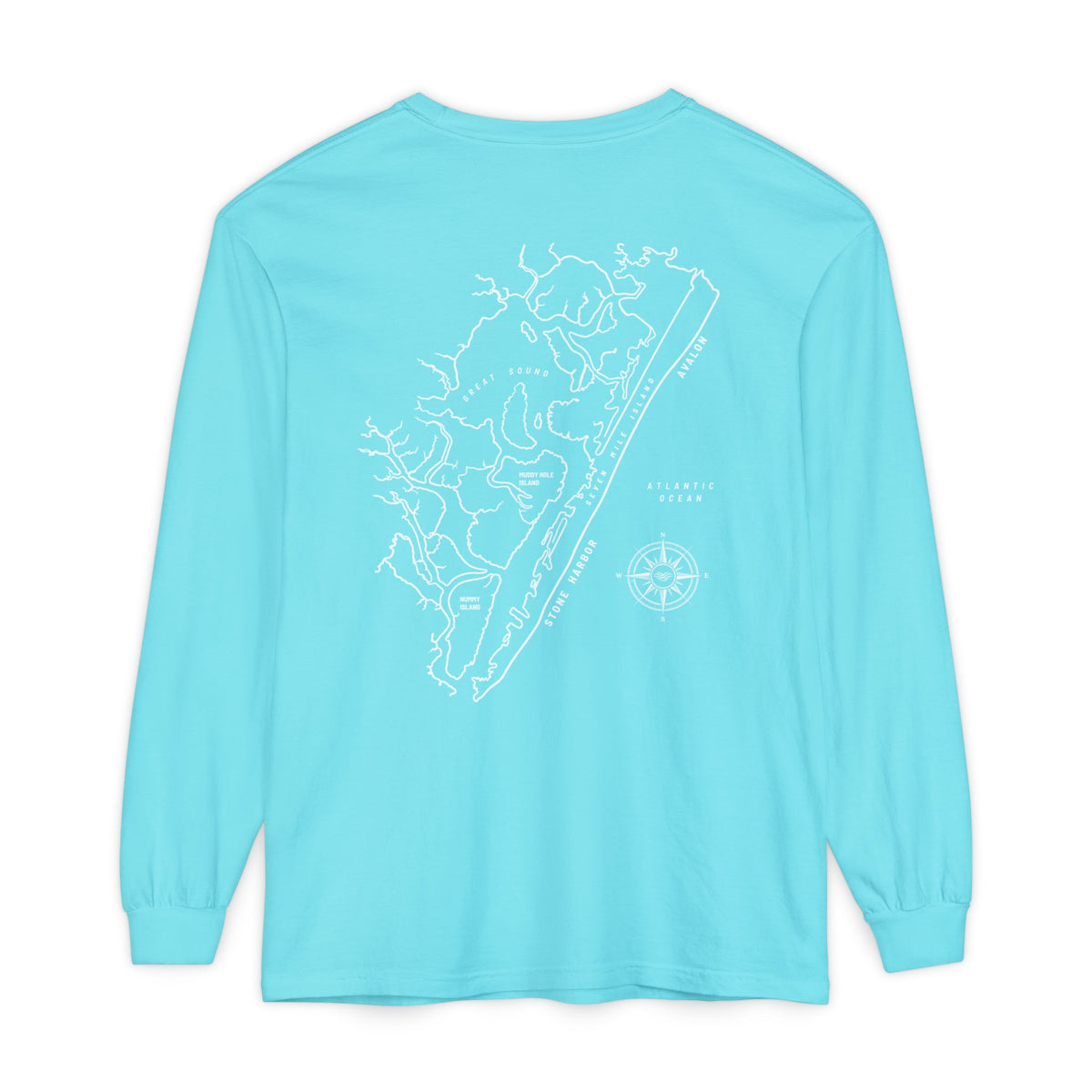 Stone Harbor | Avalon Map Long Sleeve Tee (Seven Mile Island)