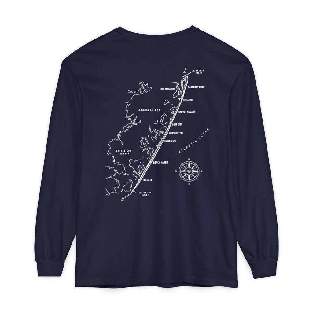 Long Beach Island, NJ Map Long Sleeve Tee