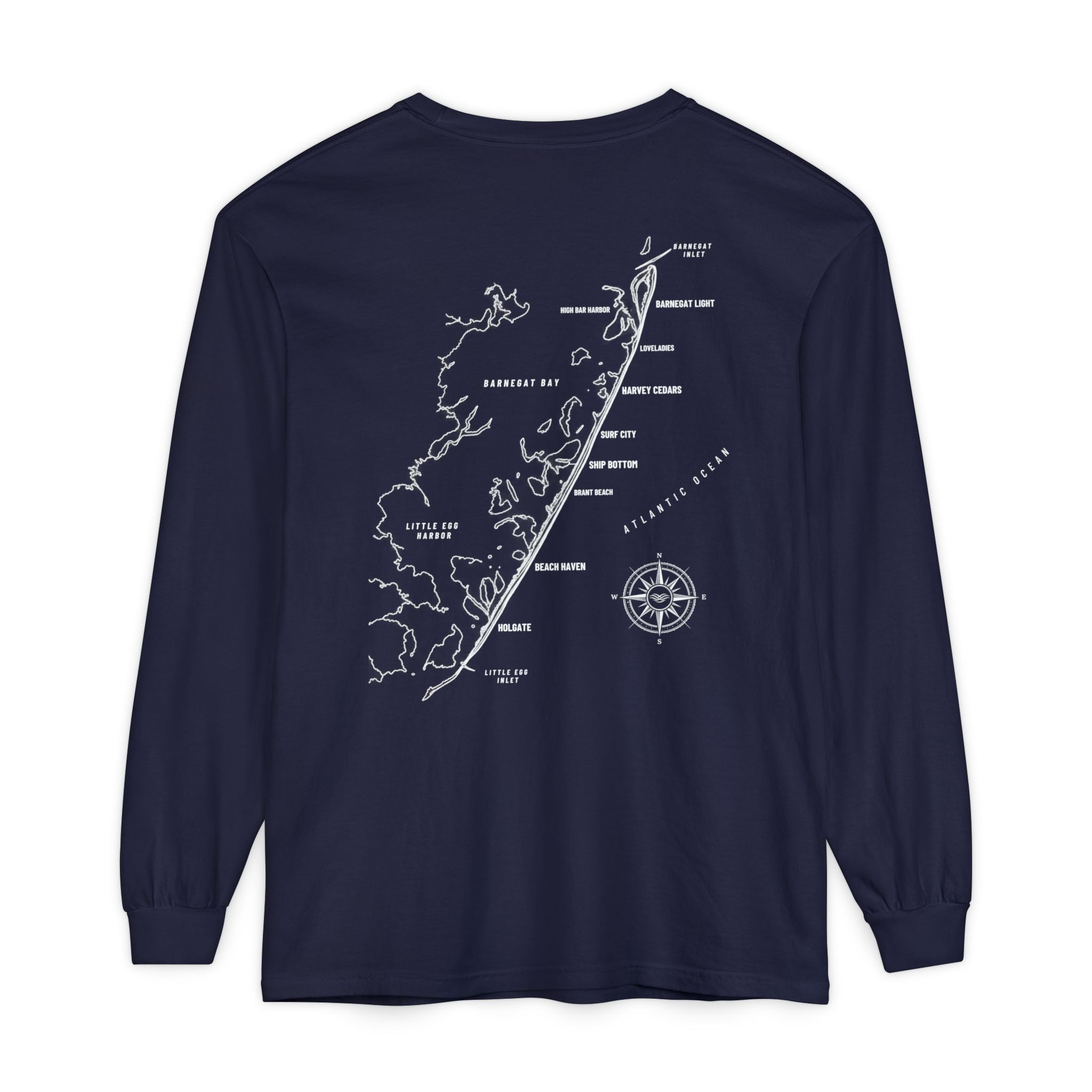 Long Beach Island, NJ Map Long Sleeve Tee