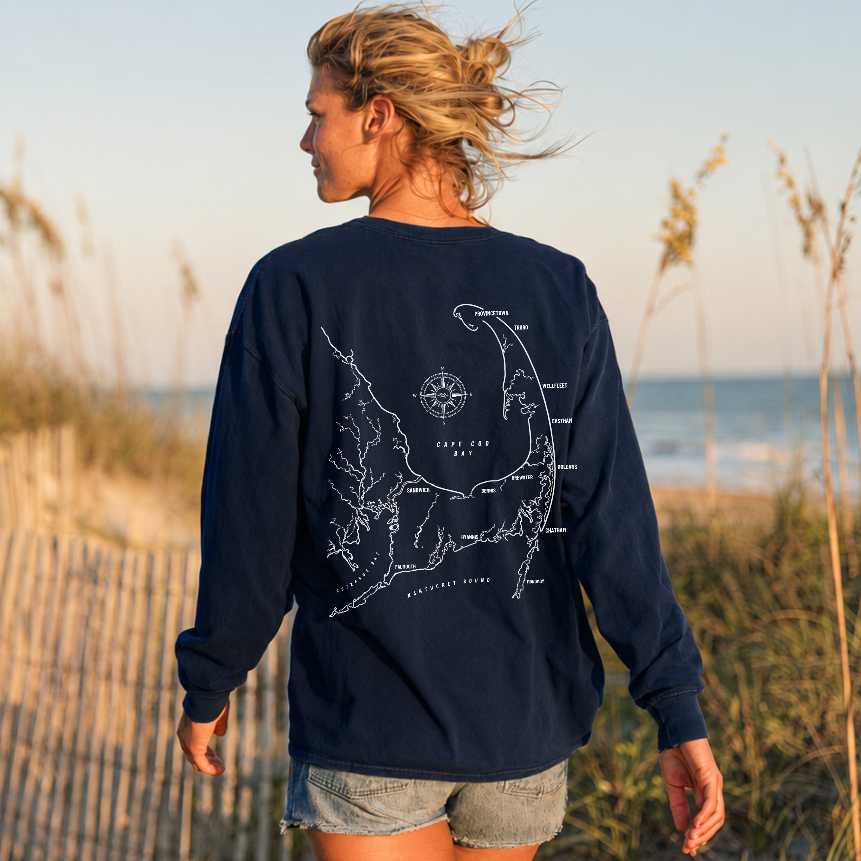 Cape Cod, MA Map Long Sleeve Tee