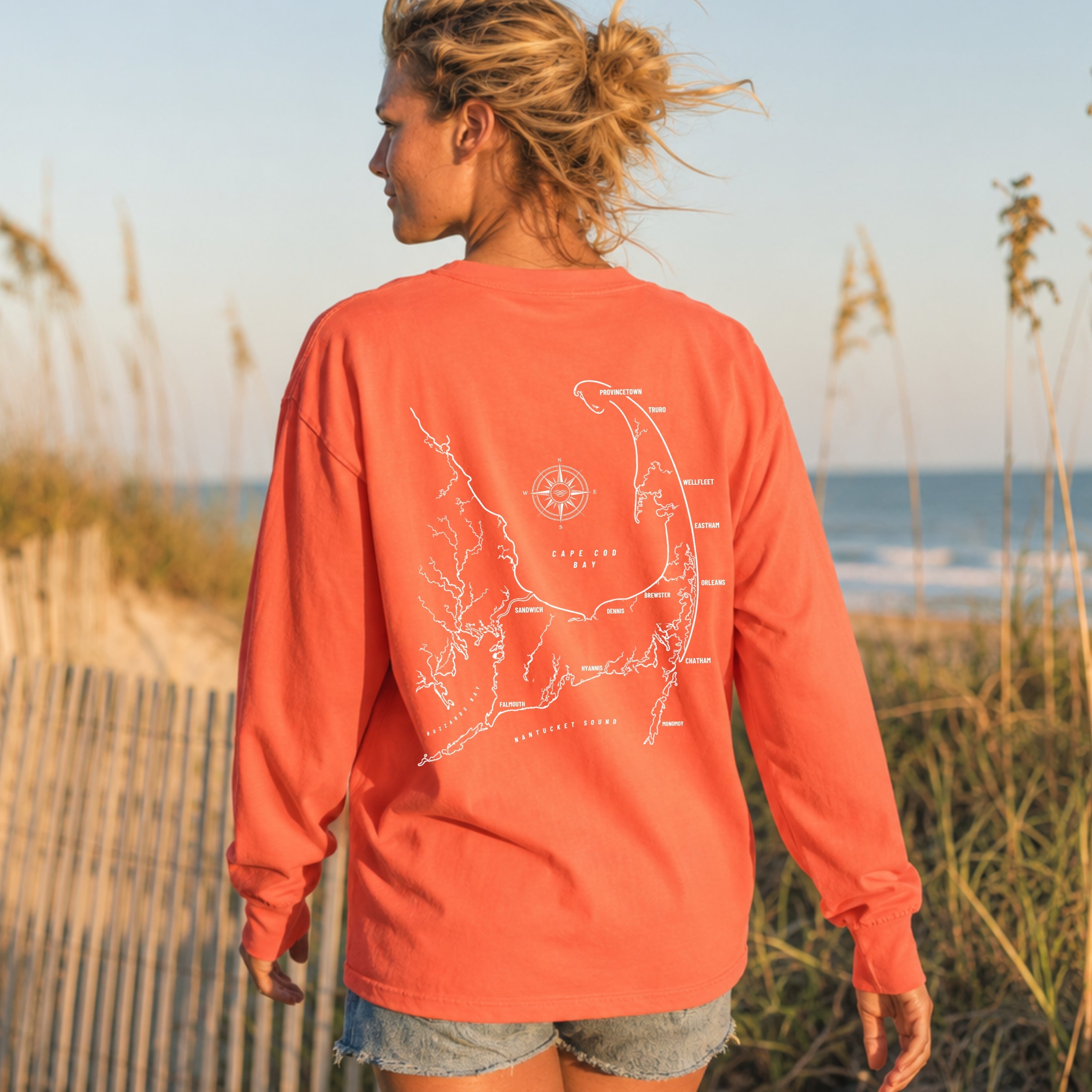 Cape Cod, MA Map Long Sleeve Tee