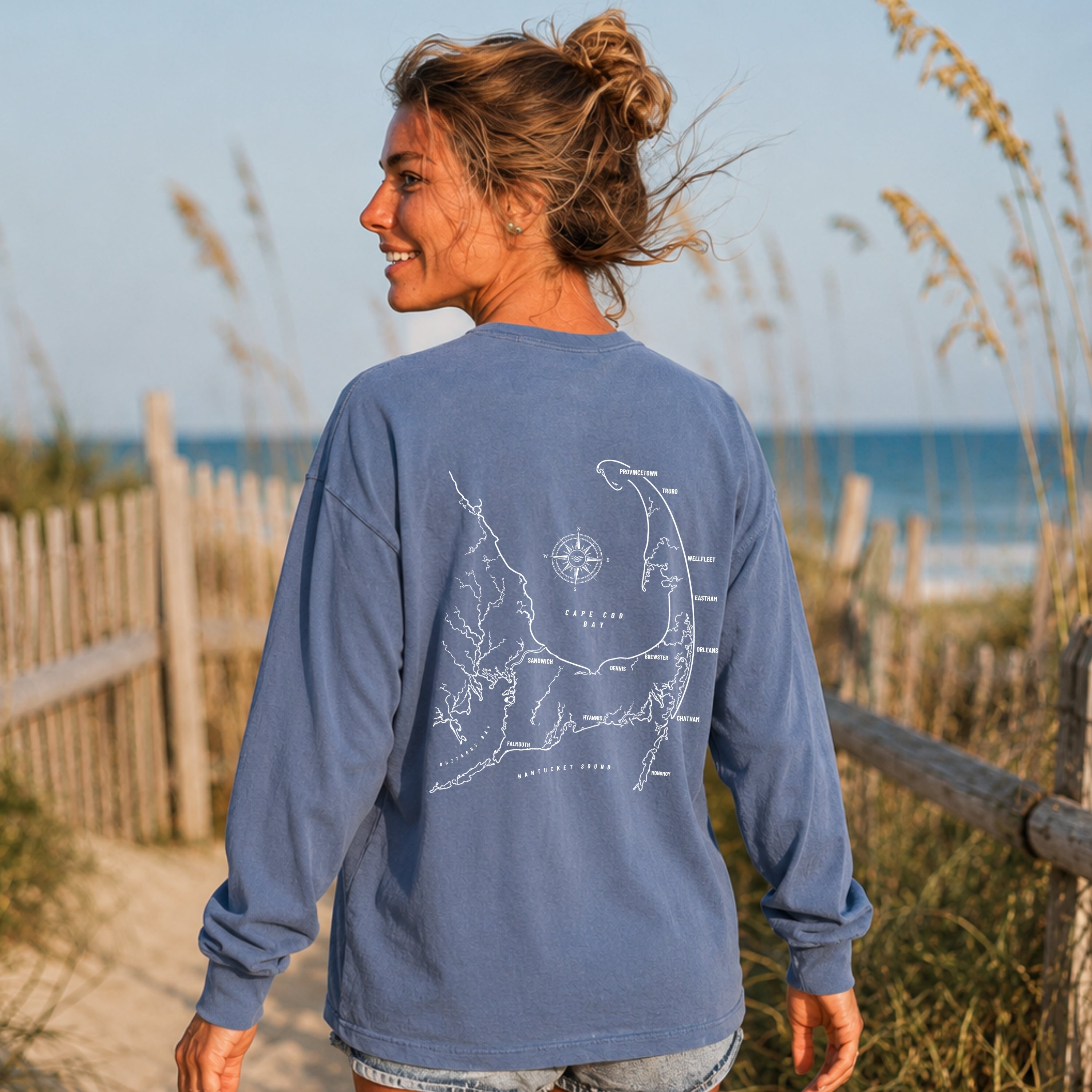 Cape Cod, MA Map Long Sleeve Tee