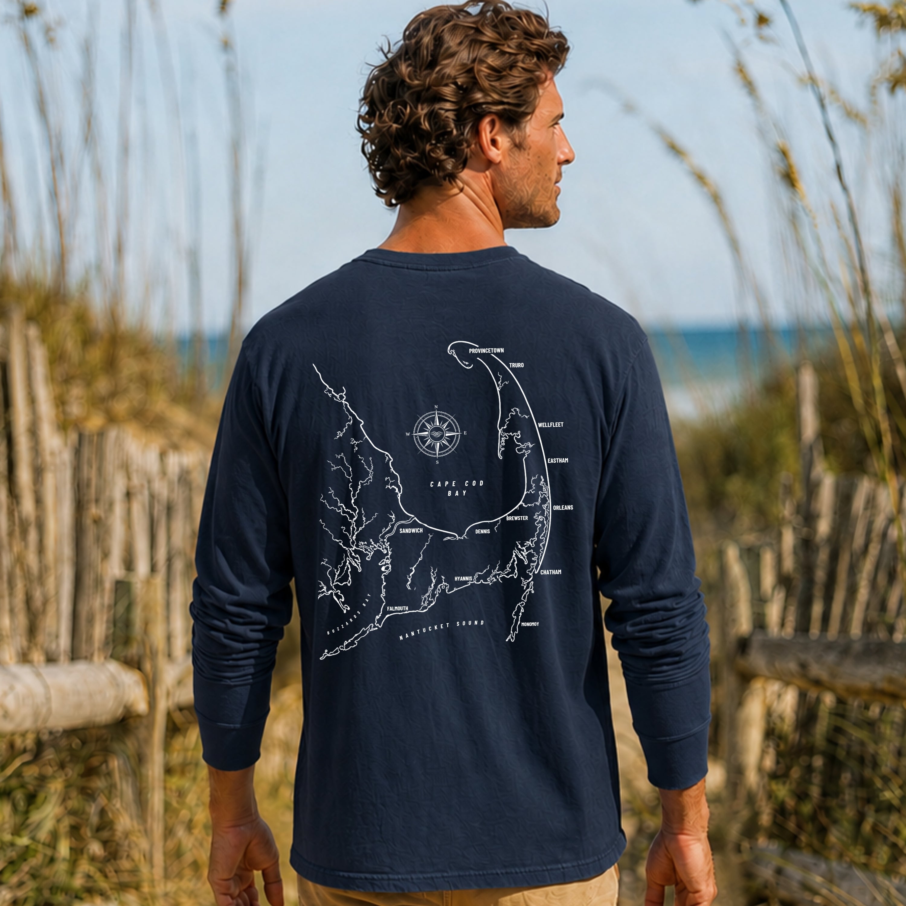 Cape Cod, MA Map Long Sleeve Tee
