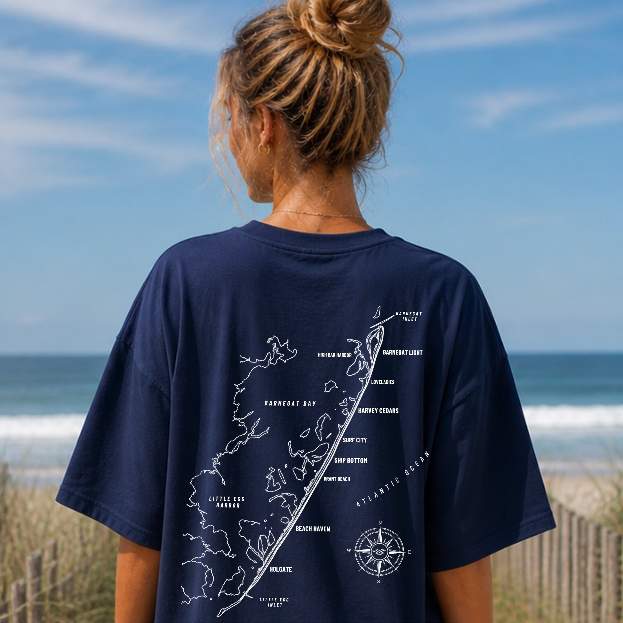 Long Beach Island, NJ Map Tee