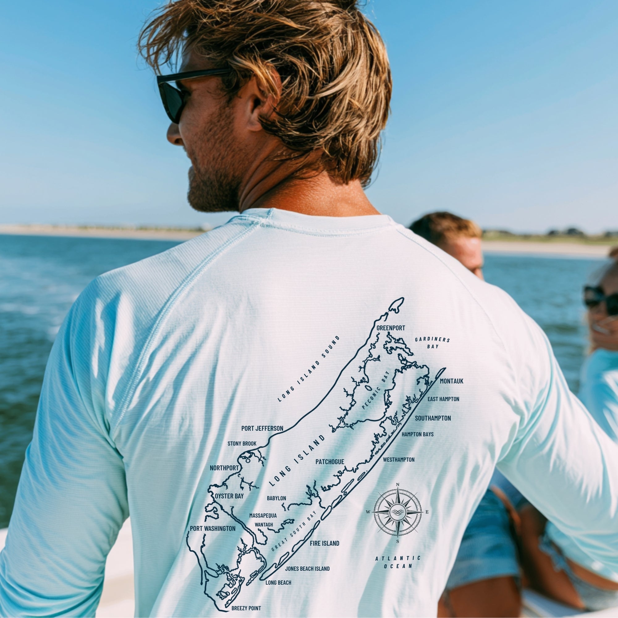 Long Island Map + Coordinates UPF 50+ Sun Shirt