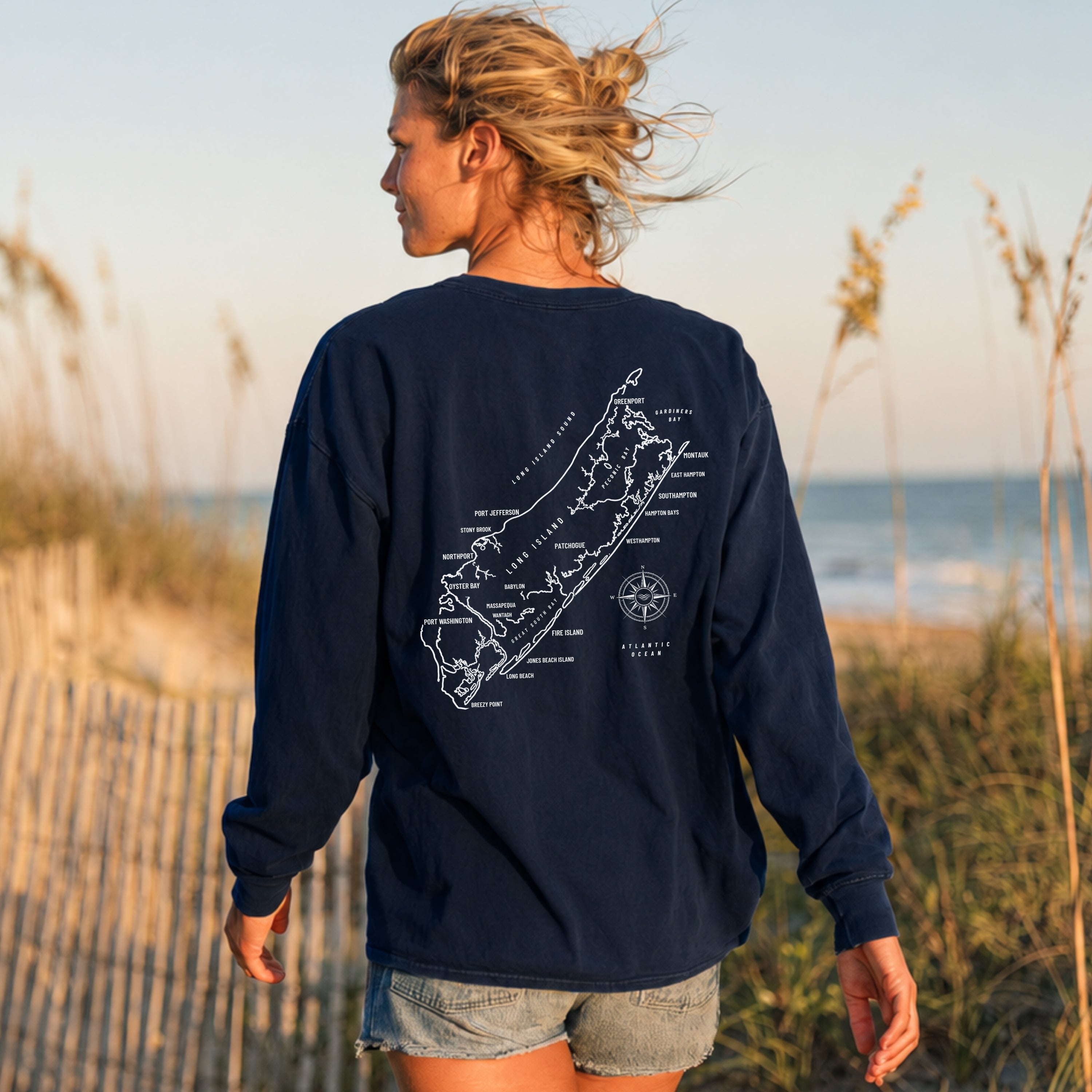 Long Island, NY Map Long Sleeve Tee