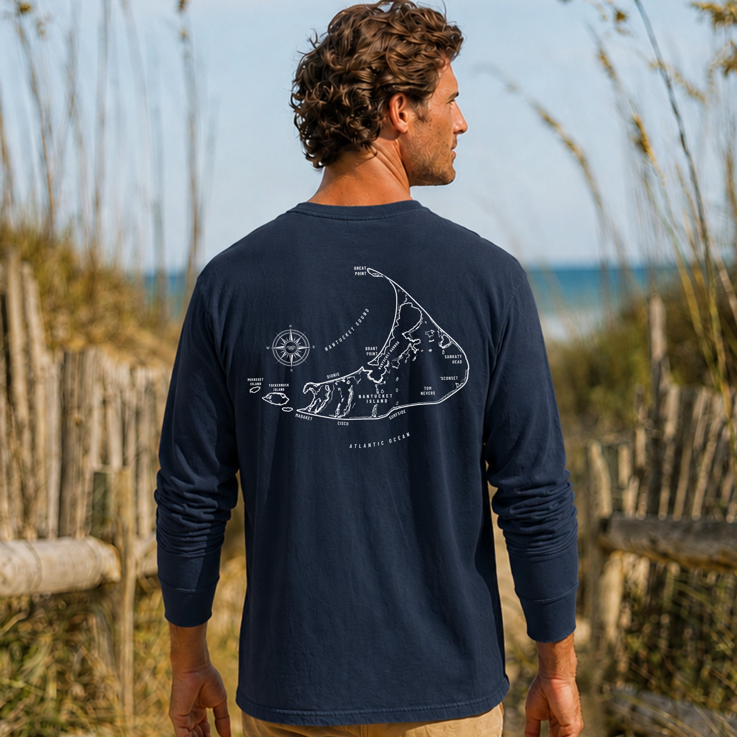Nantucket, MA Map Long Sleeve Tee