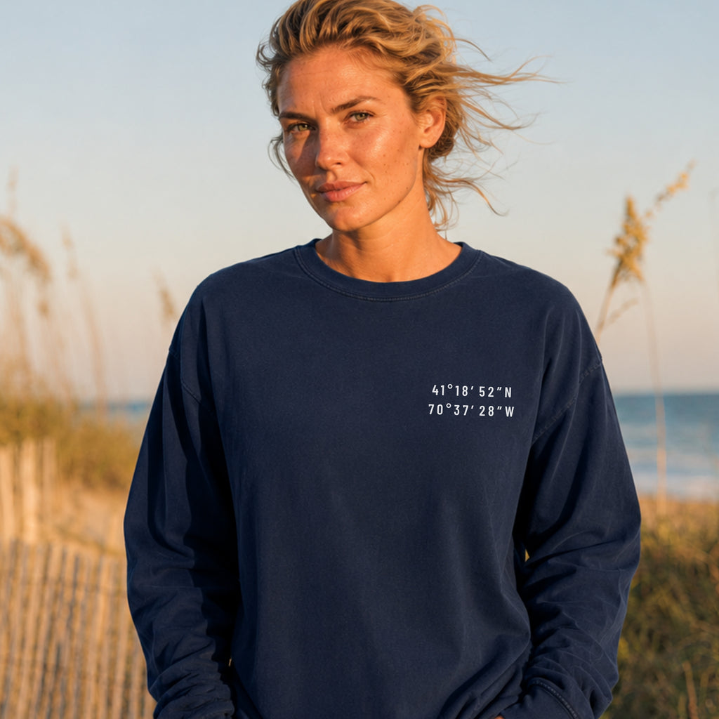 Martha's Vineyard, MA Map Long Sleeve Tee